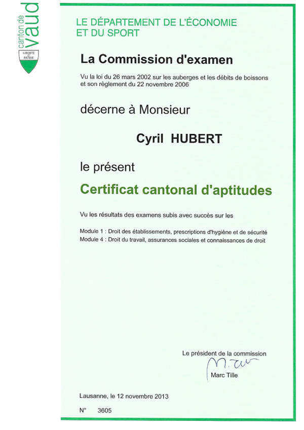 Certificat de Sommelier de la Bière décerné à Cyril Hubert